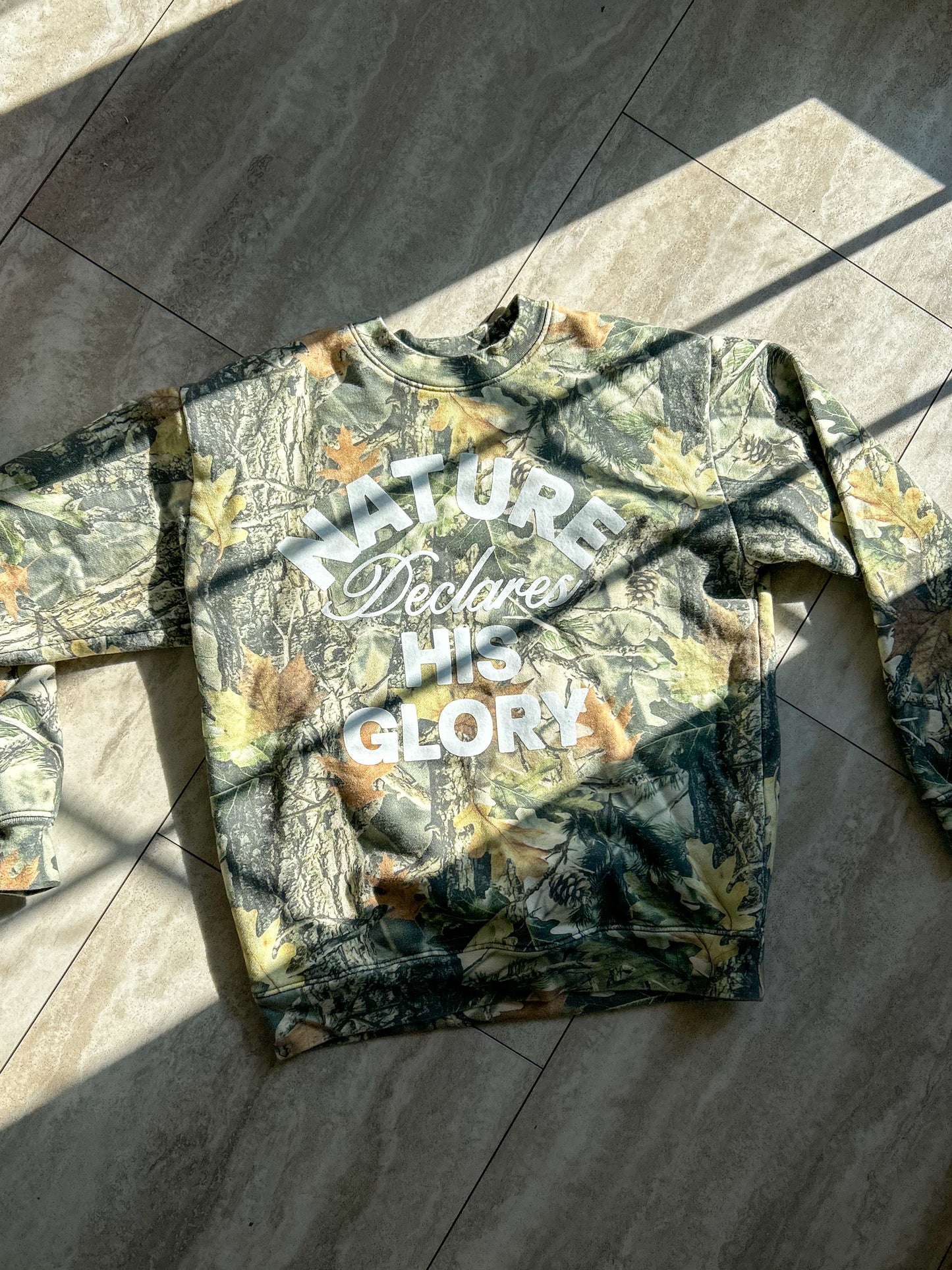 Nature Declares His Glory Camo Crewneck
