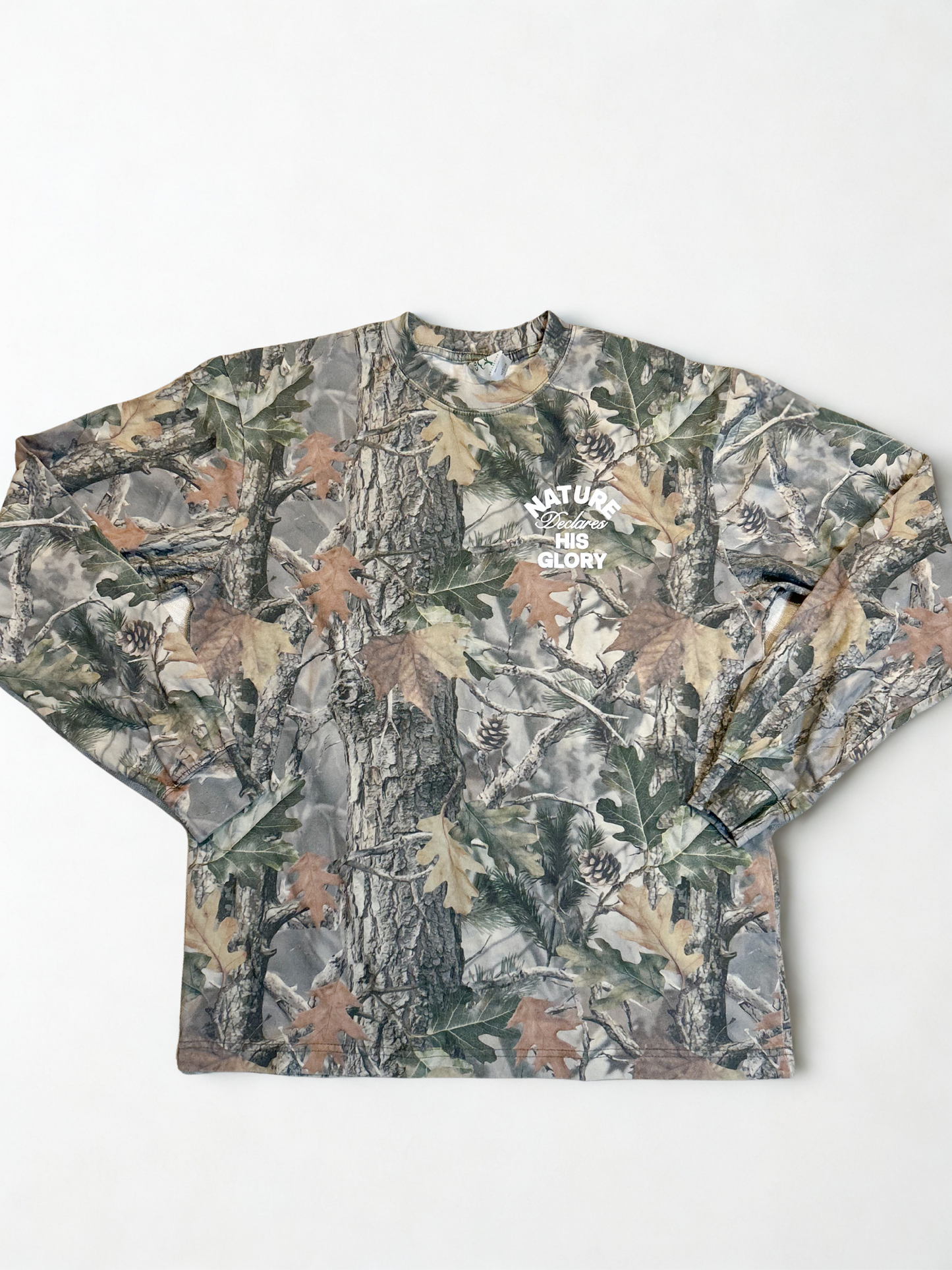 Nature Declares His Glory Long Sleeve Faded Camo Tee